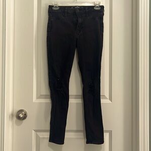 HOLLISTER JEANS HIGH RISE DISTRESSED BLACK DENIM SIZE 3S W26 L24